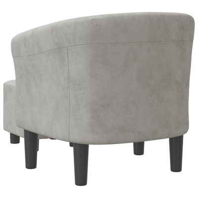 vidaXL Sillón con taburete terciopelo gris claro