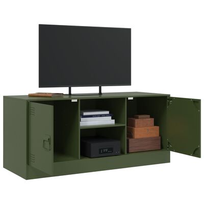 vidaXL Mueble de TV de acero verde oliva 99x39x44 cm