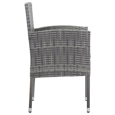 vidaXL Juego de comedor jardín 3 pzas ratán sintético acero gris negro