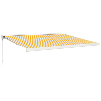 vidaXL Toldo retráctil aluminio y tela amarillo y blanco 4x3 m