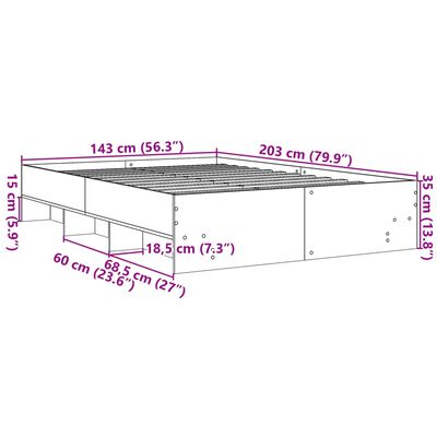 vidaXL Estructura de cama sin colchón madera roble Sonoma 140x200 cm