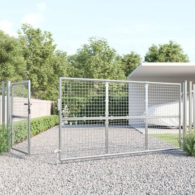 vidaXL Puerta de malla de jardín acero galvanizado plateado 350x175cm