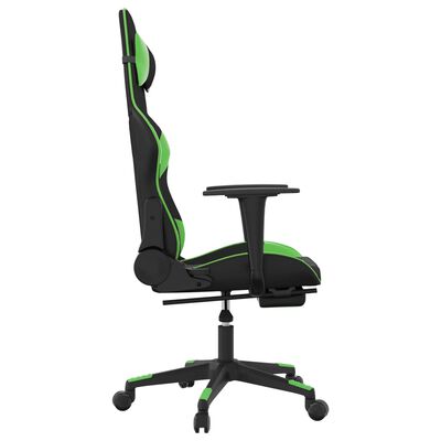 vidaXL Silla gaming de masaje y reposapiés cuero sintético negro verde