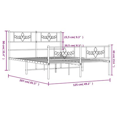 vidaXL Estructura cama sin colchón con estribo metal negro 120x200 cm