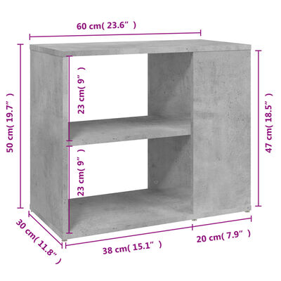 vidaXL Armario auxiliar madera contrachapada gris hormigón 60x30x50 cm