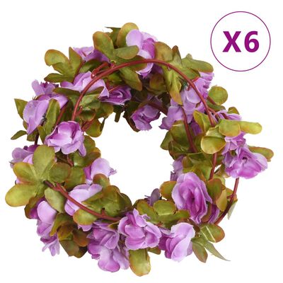 vidaXL Guirnaldas de flores de Navidad 6 uds morado claro 250 cm