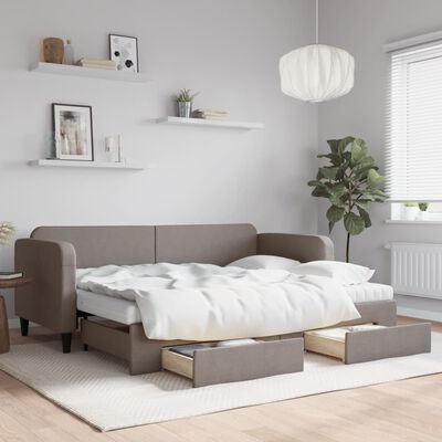 vidaXL Sofá cama nido con cajones tela gris taupe 80x200 cm