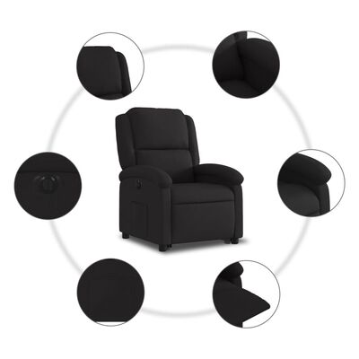 vidaXL Sillón eléctrico reclinable elevable de tela negro