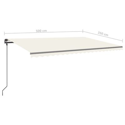 vidaXL Toldo manual retráctil con luz LED crema 5x3,5 m