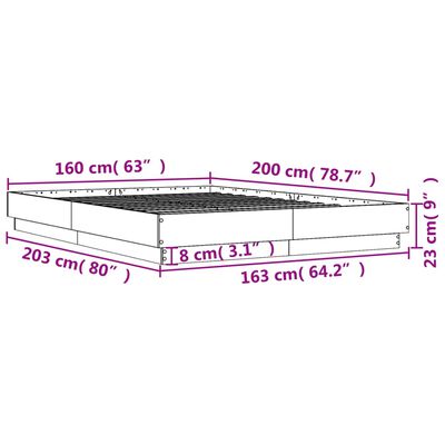 vidaXL Estructura de cama madera de ingeniería marrón roble 160x200 cm