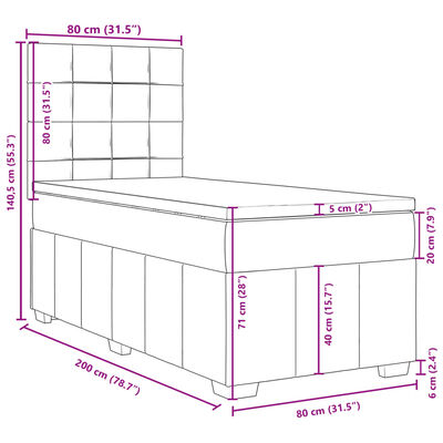 vidaXL Cama box spring con colchón tela negro 80x200 cm