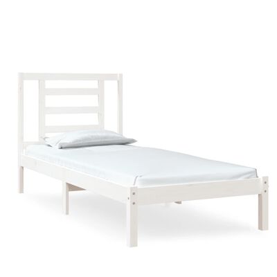 vidaXL Estructura de cama madera maciza individual blanco 75x190 cm