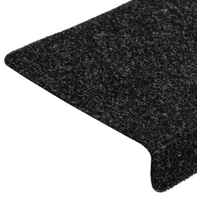 vidaXL Alfombrillas de escalera 10 unidades negro 65x21x4 cm