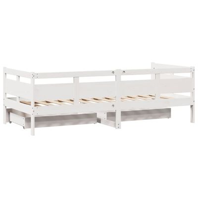 vidaXL Sofá cama con cajones madera maciza de pino blanca 80x200 cm