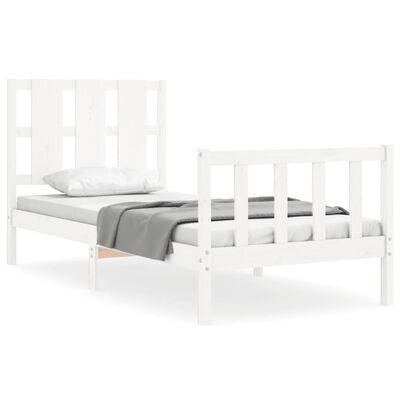 vidaXL Estructura de cama con cabecero madera maciza blanco 90x190 cm