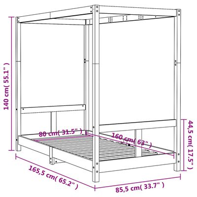 vidaXL Estructura de cama para niños madera maciza de pino 80x160 cm