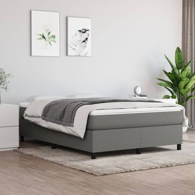 vidaXL Cama box spring con colchón tela gris oscuro 140x190 cm