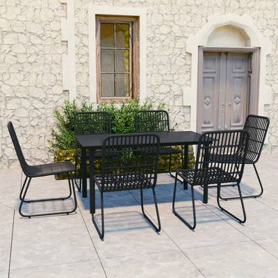 vidaXL Juego de comedor para jardín 7 piezas ratán sintético y vidrio