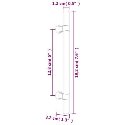 vidaXL Tiradores para armarios 20 uds acero inoxidable negro 128 mm