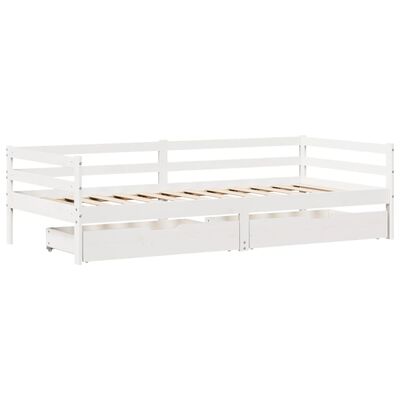 vidaXL Sofá cama con cajones madera maciza de pino blanco 90x200 cm