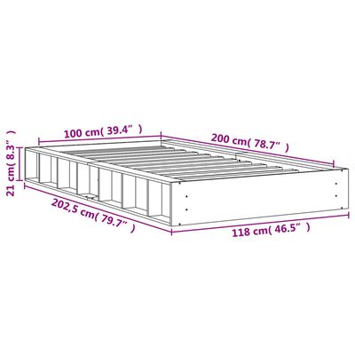 vidaXL Cama sin colchón madera maciza de pino marrón cera 100x200 cm