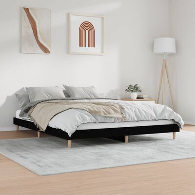 vidaXL Estructura de cama madera de ingeniería negra 150x200 cm