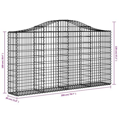 vidaXL Cestas de gaviones 7 uds forma de arco hierro 200x30x100/120 cm