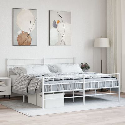 vidaXL Estructura cama sin colchón con estribo metal blanco 193x203 cm