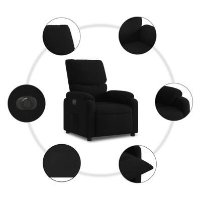 vidaXL Sillón reclinable eléctrico de tela negro