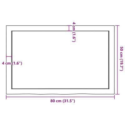 vidaXL Tablero mesa madera roble tratada marrón claro 80x50x(2-4) cm