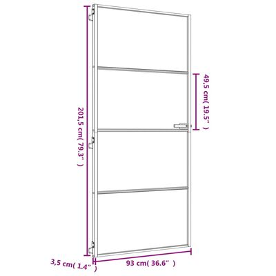 vidaXL Puerta de interior dorada vidrio templado y aluminio 93x201,5cm