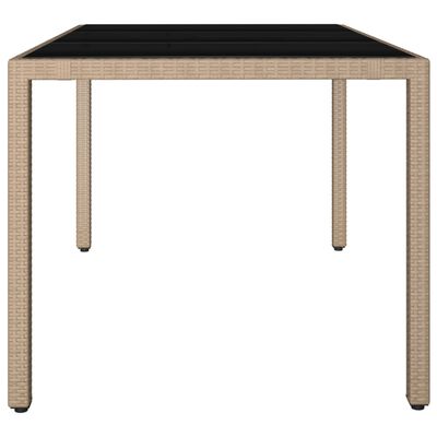 vidaXL Mesa de jardín ratán beige y superficie de vidrio templado