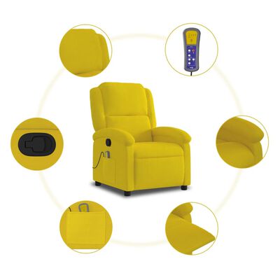 vidaXL Sillón de masaje reclinable de terciopelo amarillo