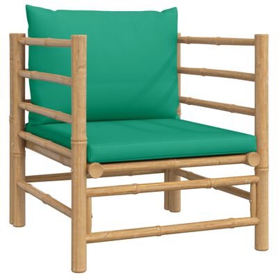 vidaXL Set de muebles de jardín 6 piezas bambú con cojines verde