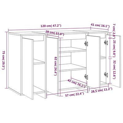 vidaXL Aparador de madera contrachapada roble Sonoma 120x41x75 cm