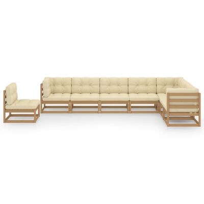 vidaXL Set de muebles de jardín 8 pzs cojines madera pino marrón miel