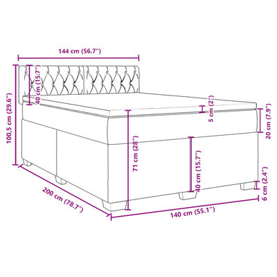 vidaXL Cama box spring con colchón terciopelo gris oscuro 140x200 cm