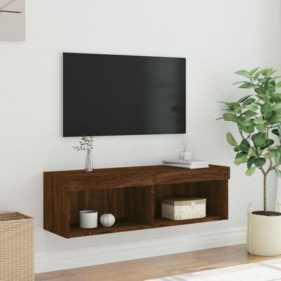 vidaXL Mueble para TV con luces LED roble marrón 100x30x30 cm