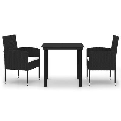 vidaXL Juego de comedor para jardín 3 piezas negro