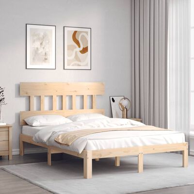 vidaXL Estructura de cama con cabecero madera maciza 140x190 cm