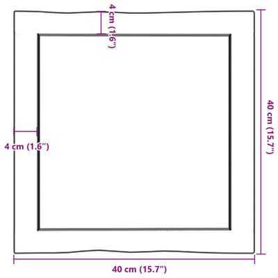 vidaXL Tablero de mesa madera maciza borde natural 40x40x(2-4) cm