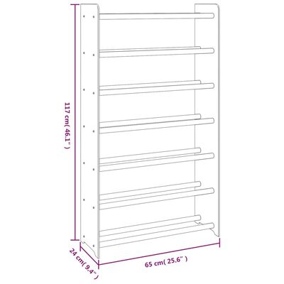 vidaXL Mueble zapatero de madera contrachapada marrón 65x24x117 cm