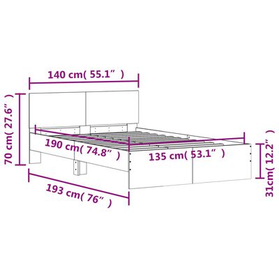 vidaXL Estructura de cama con cabecero blanca 135x190 cm