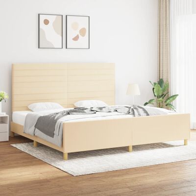 vidaXL Estructura de cama con cabecero de tela color crema 200x200 cm