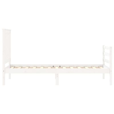 vidaXL Estructura de cama individual con cabecero madera maciza blanco