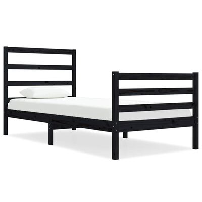 vidaXL Estructura de cama madera maciza de pino negro 75x190 cm