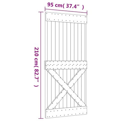 vidaXL Puerta corredera con herrajes madera maciza de pino 95x210 cm