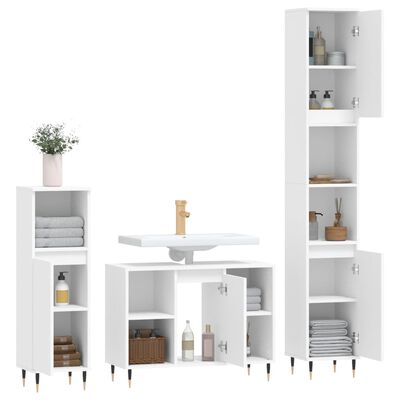 vidaXL Juego de muebles de baño 3 pzas madera contrachapada blanco