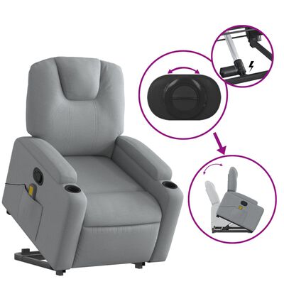 vidaXL Sillón de masaje reclinable de pie de tela gris claro