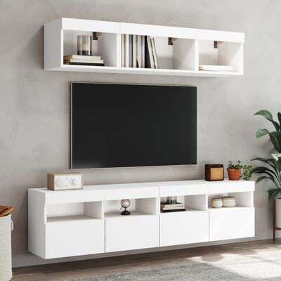 vidaXL Muebles de TV de pared con luces LED 2 uds blanco 80x30x40 cm